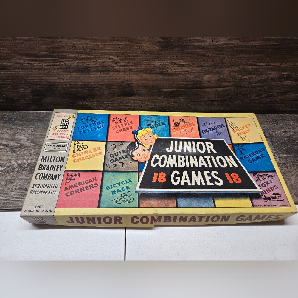 Junior Combination Board Game‎ 18 Games In One Milton Bradley Vintage 1955